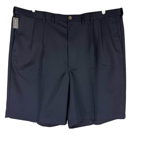 Haggar Cool 18 Men's UPF 50 Pleated Expandable Waist Navy Shorts Big/Tall 48 NWT - Picture 1 of 11